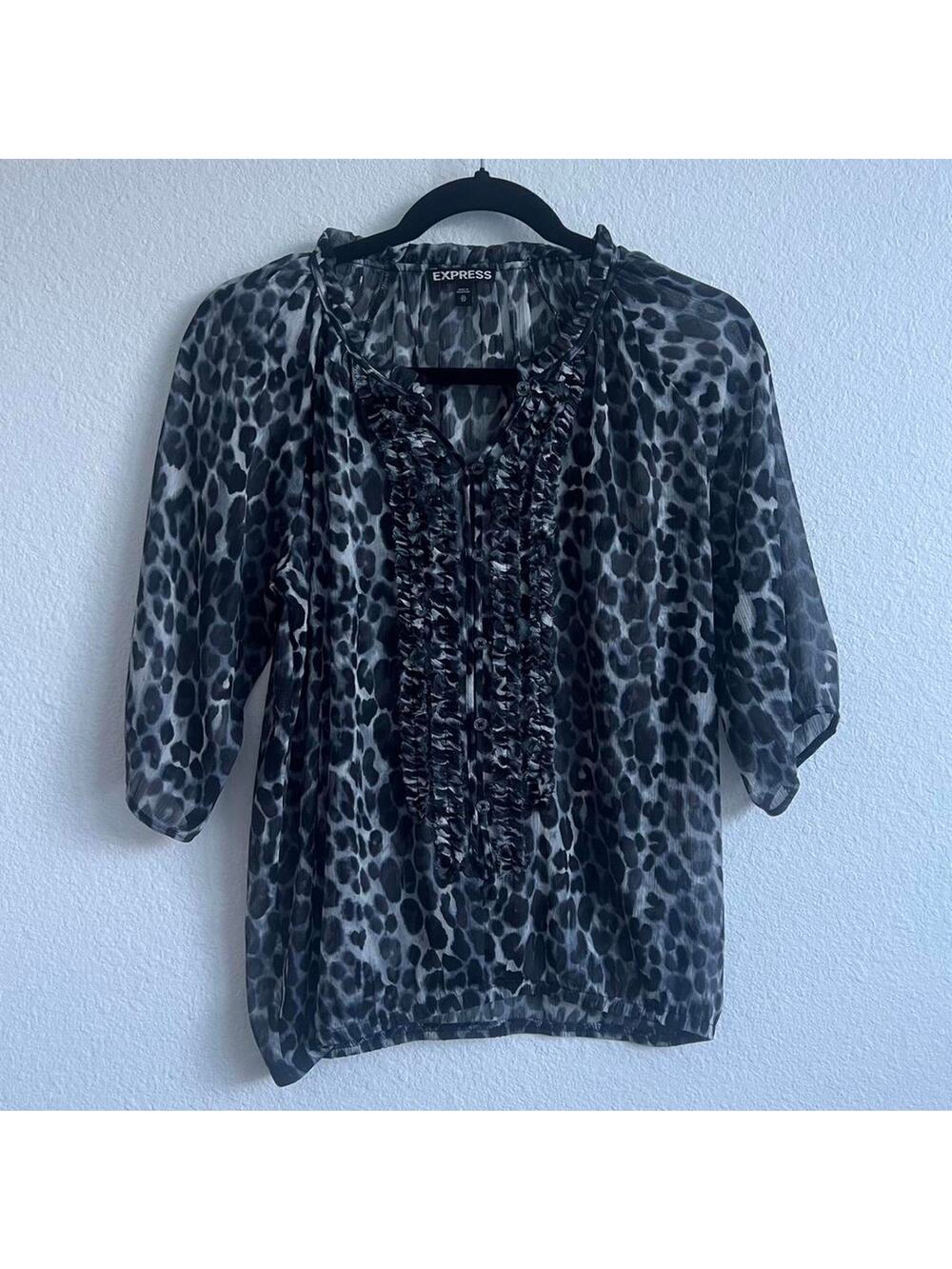 Sheer black and grey cheetah blouse